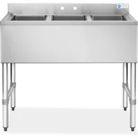 GRIDMANN 3 Compartment Stainless Steel Bar Sink, NSF Commercial Kitchen Underbar Sink with 10" L x 14" W x 10" D Bowls 1