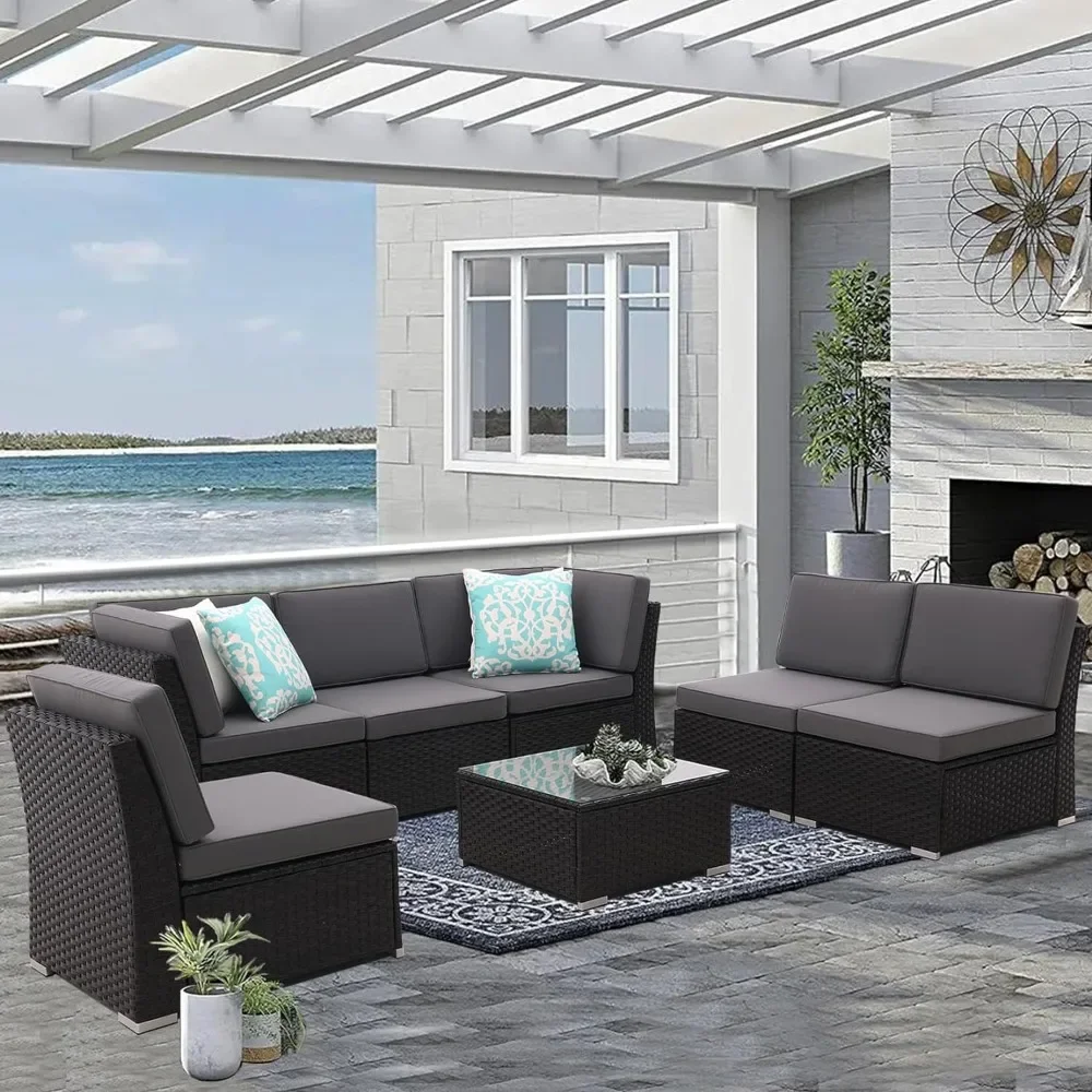 

Patio Furniture Outdoor Set, Terrace Sofa Set, All-weather PE Rattan with Padded Cushions, Garden Furniture Sets