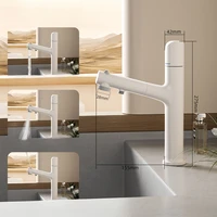 Minimalist Cream White Pull-up Water Spray Wash Basin Hot and Cold Wash Basin Faucet 6