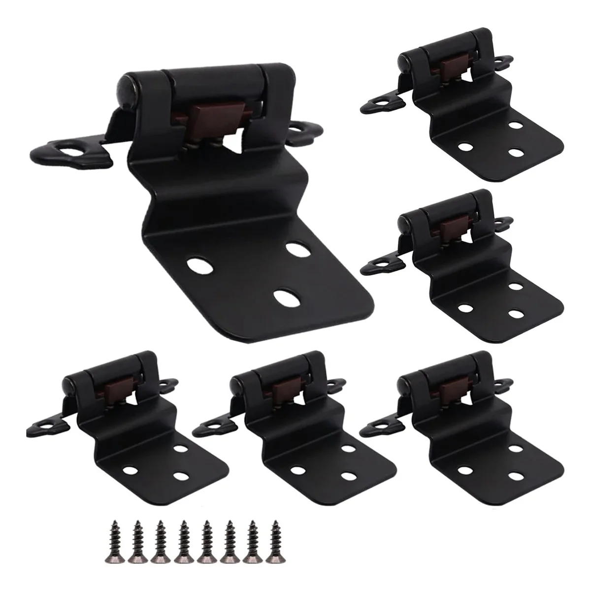 Cabinet Hinges, 8 Pack 3/8Inch Inset Black Door Hinges, Flush Face Mount Self Closing Black Hinges for Cabinet Doors
