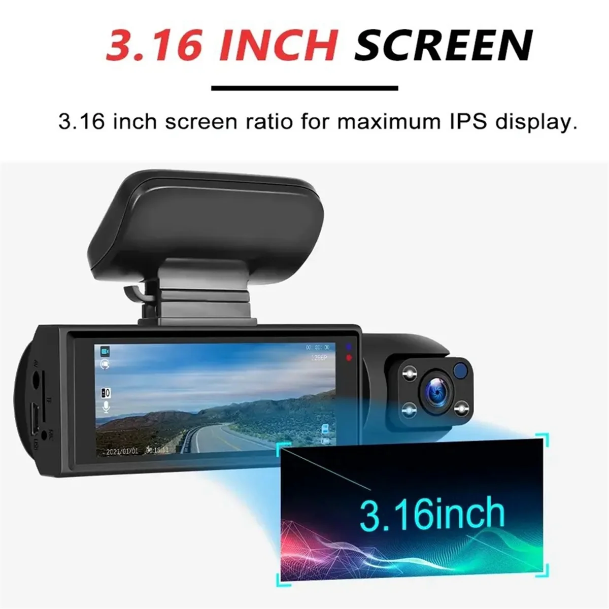 Car Recorder 3MP Car Front+Car+WiFi HD Dual Lens Dual Recording IR Night Vision 3 Meter DV Camera Recorder