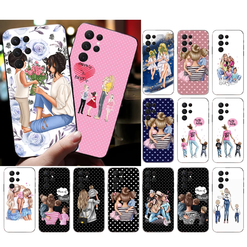 

Mama Mom Daughter Son Phone Case for Samsung Galaxy S24 S23 S22 S21 S20 Ultra S20 S22 S21 S10E S20 FE S24 Plus Funda