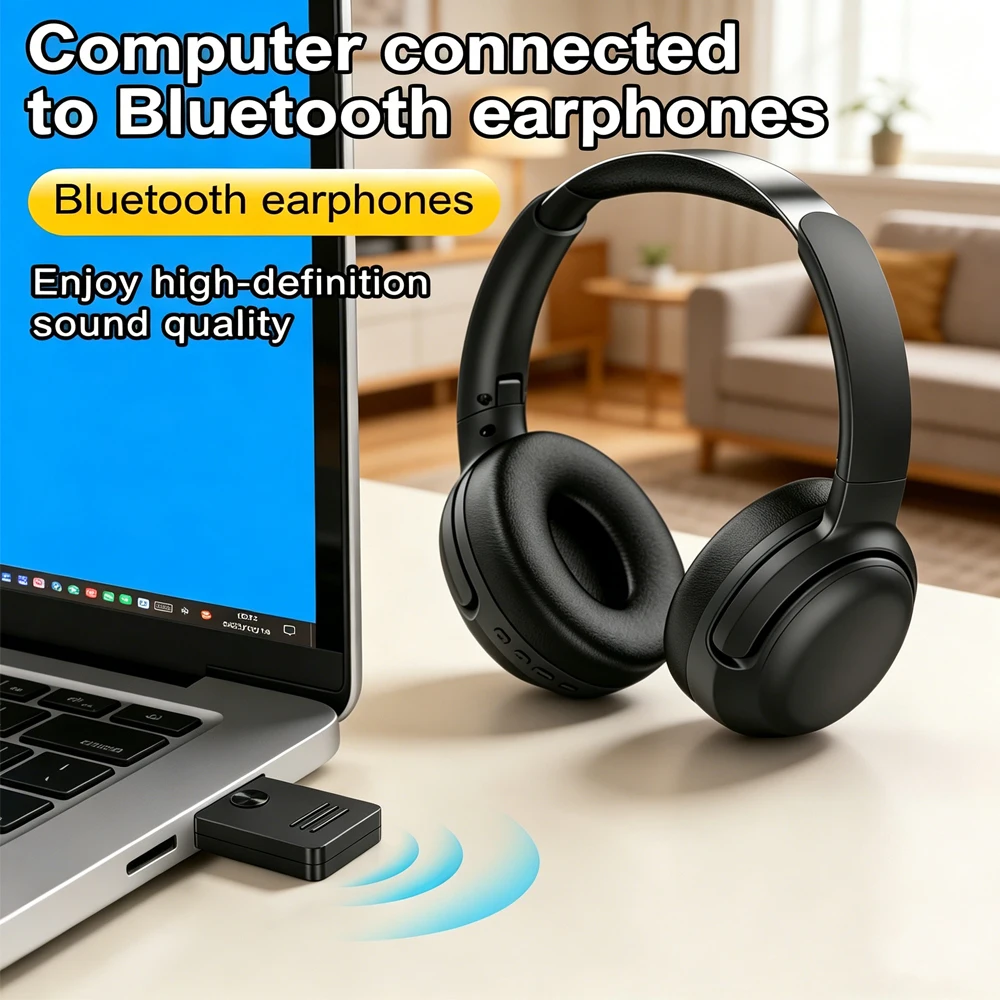 KEBIDU 블루투스 6.0 USB 동글 무선 오디오 수신기 블루투스 스피커 헤드폰용 무료 드라이버 블루투스 음악 어댑터