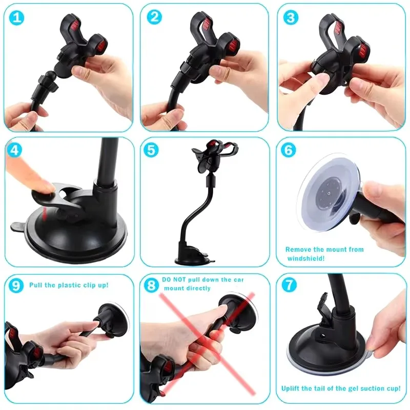 Crouch 범용 자동차 휴대폰 거치대, 360 도 유연한 대시보드 앞유리, GPS 마운트, 책상 테이블, 휴대폰 거치대 스탠드