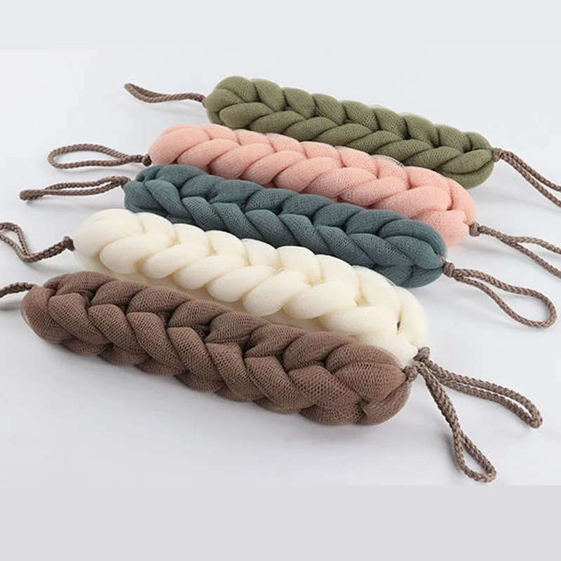 1pcs Soft Back Strap Bath Scrubber Rich bubbles Body Brush Shower Bars Mesh Puff Exfoliating Massage Bath Ball Flower Bathroom 2