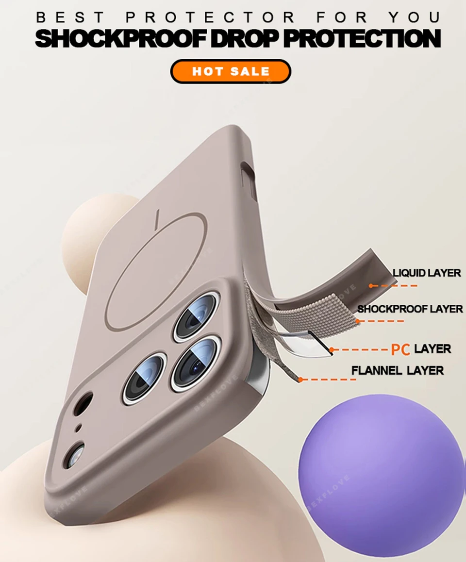 Premium Magnetic Silicone Phone Case with MagSafe Charging Protection