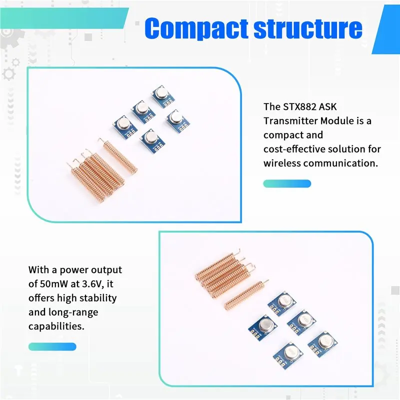ASk 무선 송신기 모듈용 AT41 소형 범위 RF - STX882-433 5PCS 저가형 433Mhz TX 모듈 세트