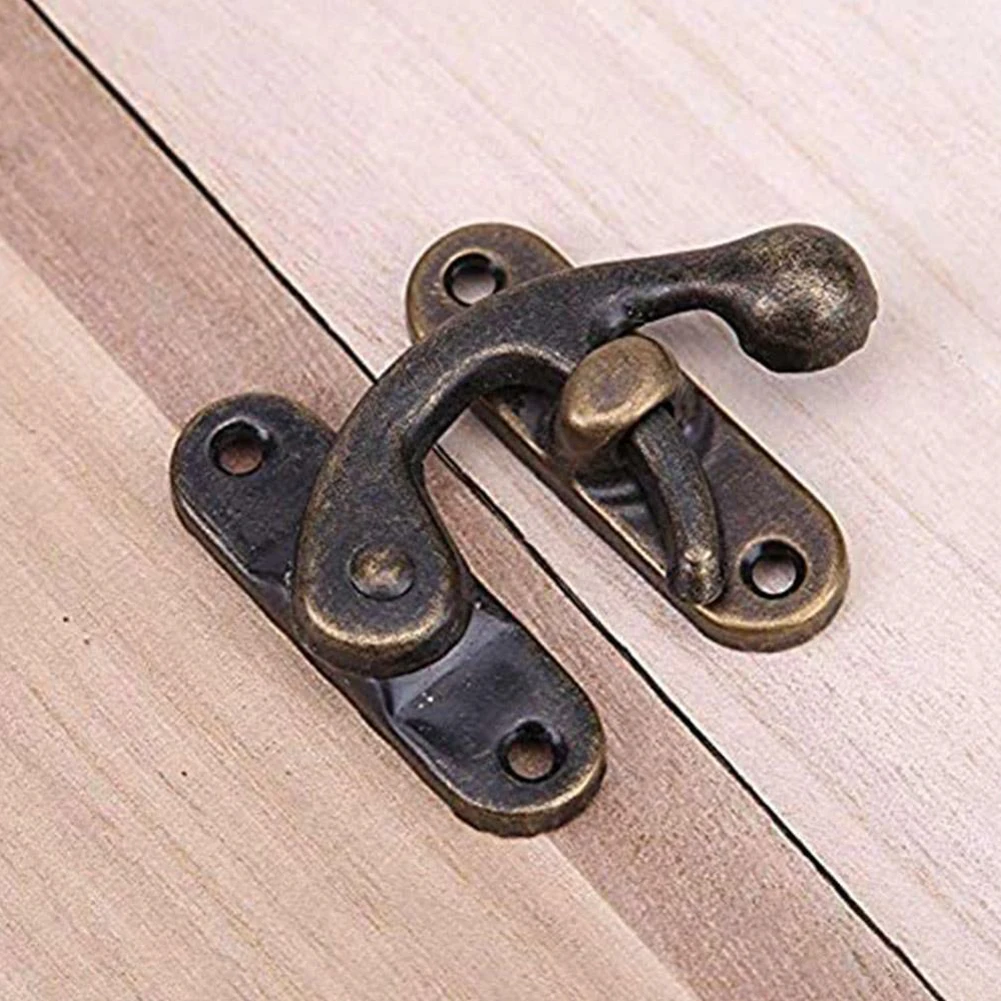 30pcs Antique Metal Catch Curved Buckle Horn Lock Clasp Hook Bronze Iron Padlock Hasp Hook Lock For Mini Jewelry Wooden Box jewelry box hasps