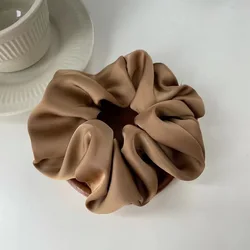 Elegant Silk Elastic Hair Scrunchies - Solid Color Ponytail Holders (3)