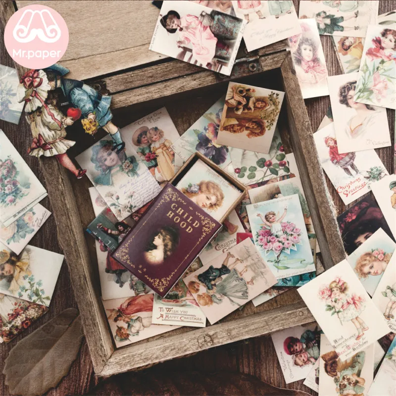 Mr.paper 100pcs/box Vintage Story Kraft Paper Scrapbooking/Card Making/Journaling Project DIY Diary Decoration LOMO Cards