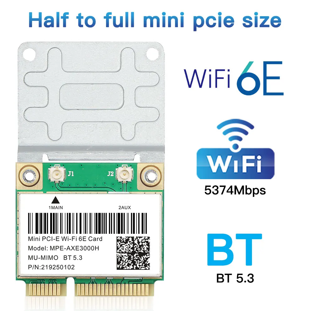 WiFi 6E 5374Mbps Mini PCI-E WiFi Card AX210 BT 5.3 Tri Band 2.4G/5G/6Ghz 802.11AX Wireless Network For Desktop/Laptop Win 10/11