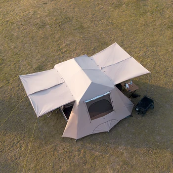 Sonuto Automatic Large Camping Tent 3-8 Person Quick Setup Double Hall Ridge Tent with Canopy for Outdoor Family Adventures 5