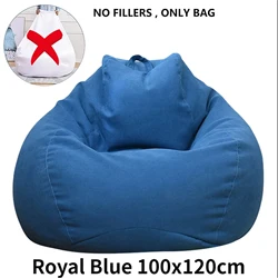 Luxurious Large Bean Bag Lounger Cover - Plush, Comfortable & Stylish Passive Seating Solution - 2Pcs (Blue 100x120cm)