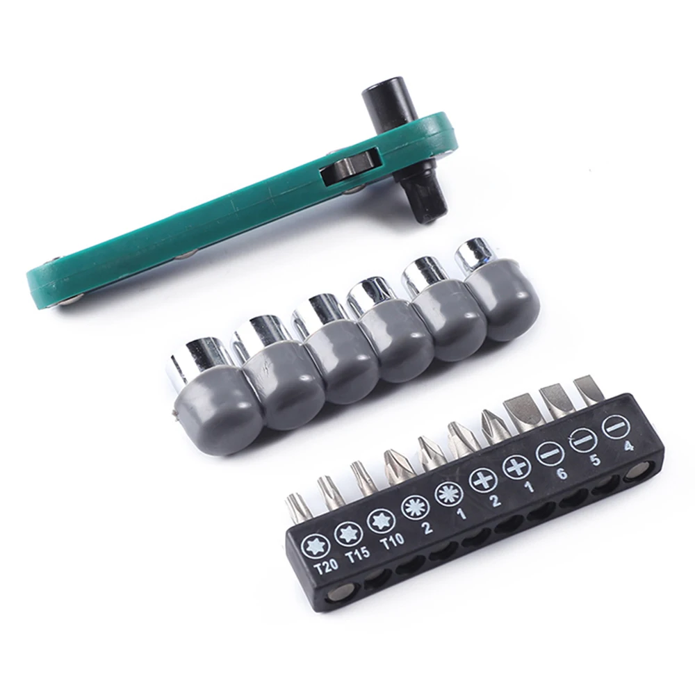 

17pcs Socket Batch Ratchet Wrench Set 45 Steel Multi-function Repair Tool for Different Occasions