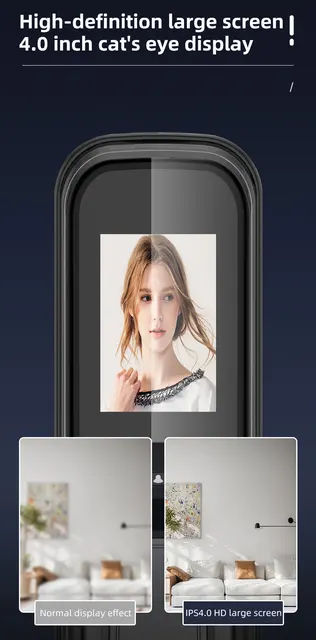 Serrure de porte intelligente à empreintes digitales avec caméra HD 3D, contrôle de l'application Tuya, Wi-Fi, Face Heroes, entrée sans clé pour la maison et le bureau, l'hôtel 4