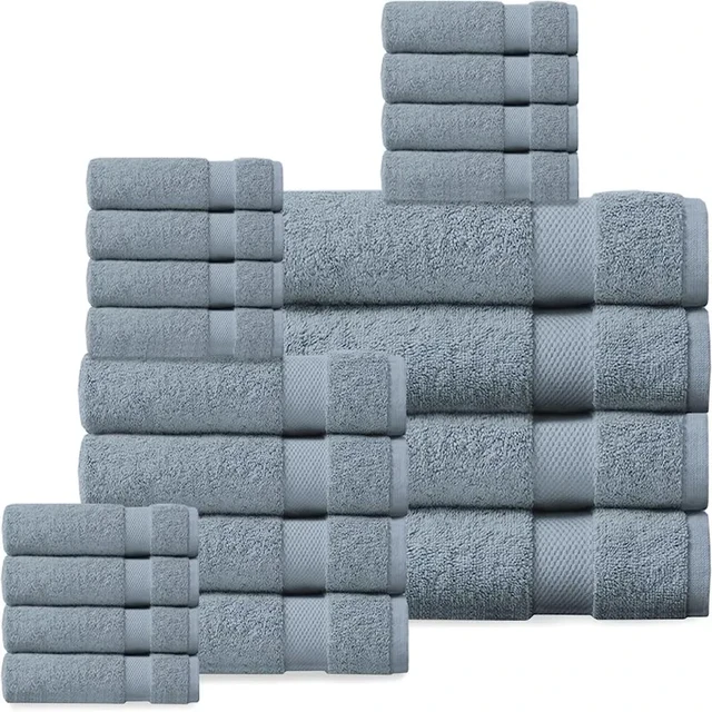 Organic Cotton Luxuriously Plush Bath Towel 20 Piece Set, GOTS & OEKO-TEX  Certified, Hotel Quality Towels