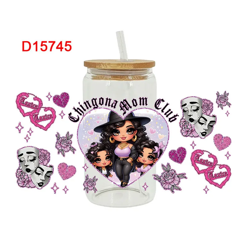 UV DTF Transfer Sticker Little Girl For The 16oz Libbey Glasses Wraps Bottles Cup Can DIY Waterproof Decals D15653