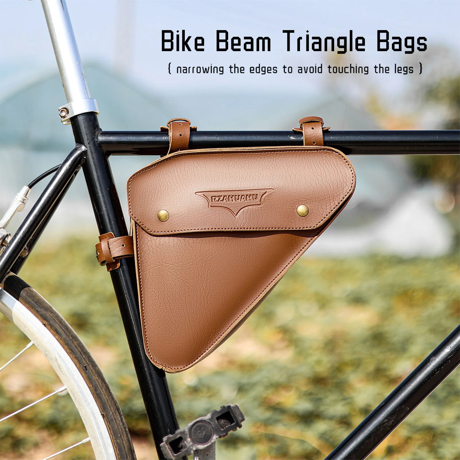 Description Picture 3 of itemBike Beam  Bags PVC Leather Large Capacity with 5 Adjustable Positions Narrow  Design for Easy Traveling Bike Frame B