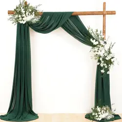 Elegant Dark Green Chiffon Wedding Arch Draping Fabric for Ceremony Reception Backdrop and Party Decor (Dark Green)