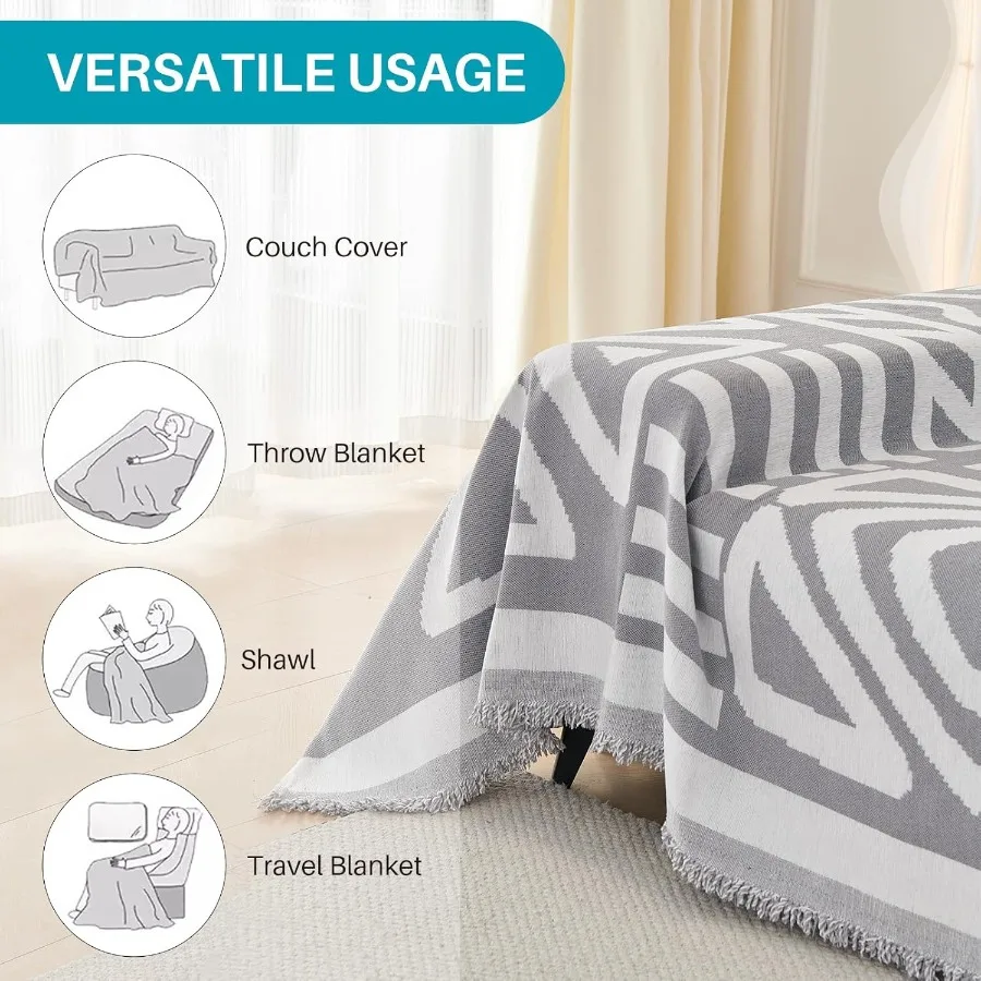 Boho Chenille Sectional Couch Cover Blanket for Sectional Sofa L Shape Couch 2 Pcs Sofa Cover Blanket for Sectional L Shaped So