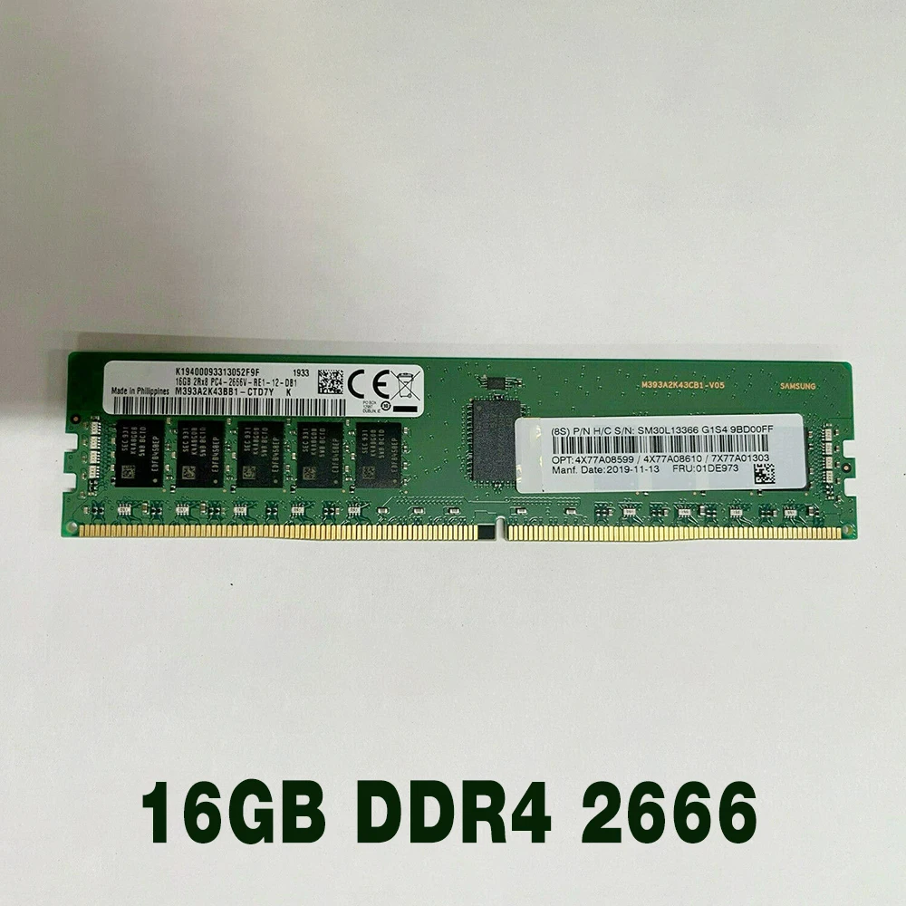 

1 pcs 01DE973 7X77A01303 2RX8 PC4-2666V REG ECC For Lenovo Server Memory High Quality Fast Ship 16GB DDR4 2666