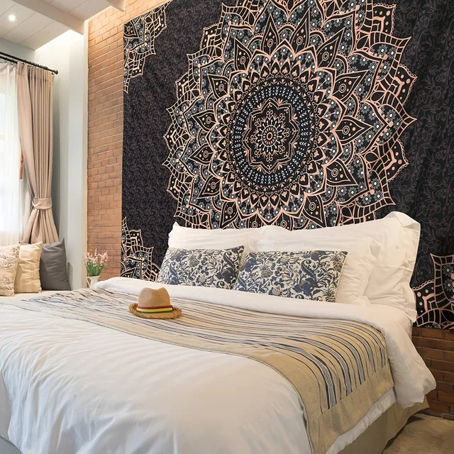 Superbe tapisserie de Mandala noir, décoration murale esthétique, améliore n'importe quelle pièce, spécial Eid Mubarak, décoration artistique pour la maison 3