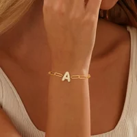 Exquisite Cubic Zirconia Balloon Bubble Letter Bracelet Punk Gold color A-Z Alphabet Link Chain Women Jewelry Waterproof Gifts 2