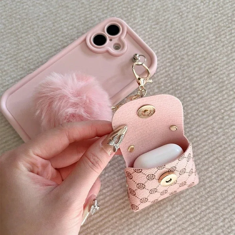 Adorable Pink Plush Bluetooth Earphone Pouch Phone Case Cover