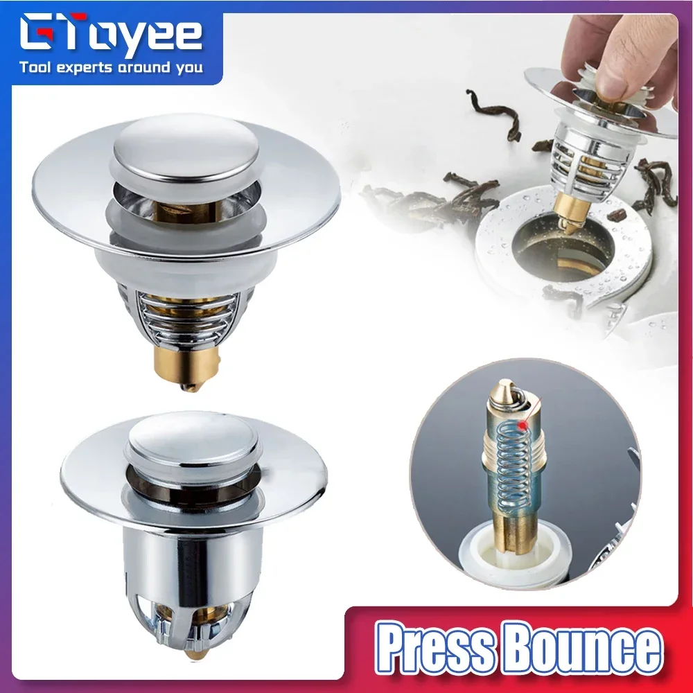

Universal Stainless Steel Basin Pop-Up Bounce Core Basin Drain Filter Hair Extension Bath Plug Sink Strai Kitchen Bathroom Tool