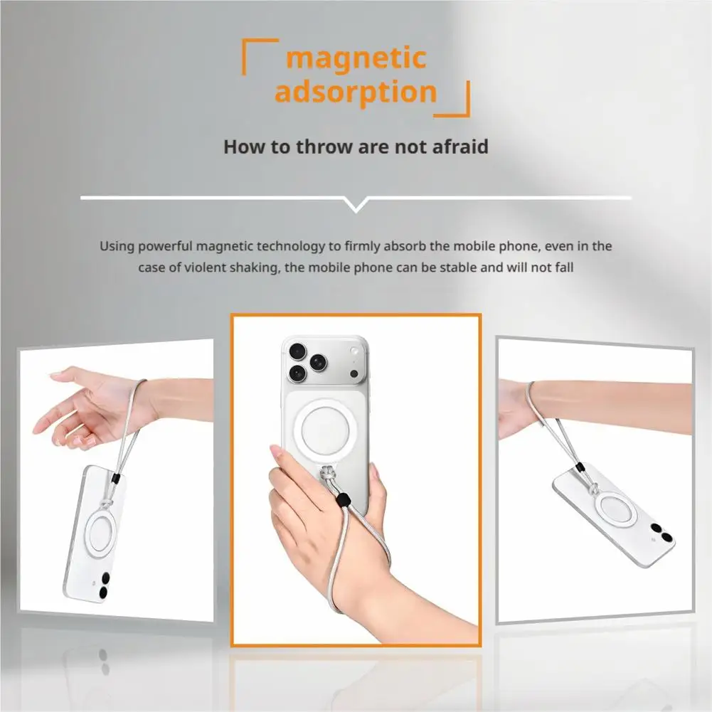 Magnetic Ring Lanyard Phone Charm with Adjustable Anti-Fall Cord