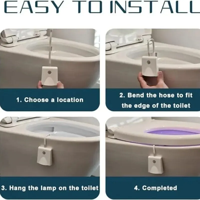 Toilet Night Lights Motion Activated Toilet Bowl Light 7Color Changing Bathroom Decoration LED Nightlight Night Lamp Smart Light 5