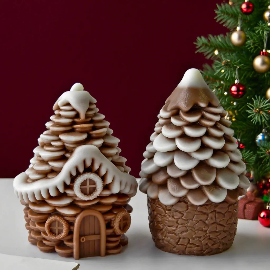 DIY Christmas Candle Mold Pinecone Snow House Silicone Mold for Handmade Soy Wax Candle... - SKU DCCM1845 - UGI Packaging