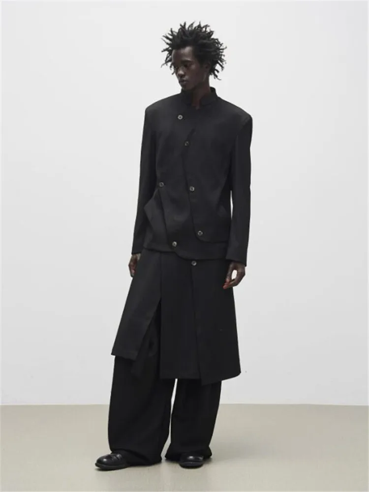 

Женская! Новинка весна-осень 2024, Мужская модная повседневная двухслойная диагональная куртка с передним воротником