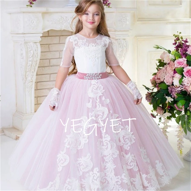 Blush Pink 2022 Beading Flower Girl Dresses Baby Girl Photo Shoot Dress  Toddler Clothes Birthday Wedding Guest Dress For Girls - AliExpress