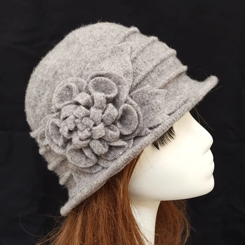 Dome Fedora Middle aged ladies Wool Hat Mom Hats Autumn and Winter Warm Cap fashion hat