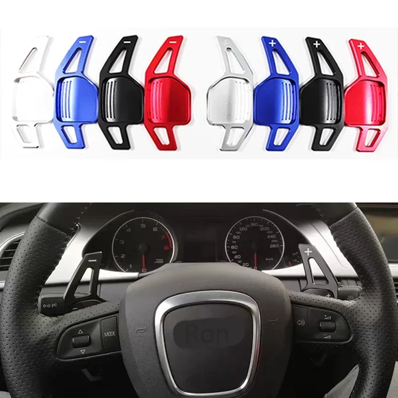 Carbon Fiber Paddle Shift For Audi A4 B8 A3 8P S3 A5 A6 S6 C6 Q5 A8 R8 TT TTS 2006 2011 Car Steering Wheel Paddles Shifter Extension DSG 1Pair Red Black