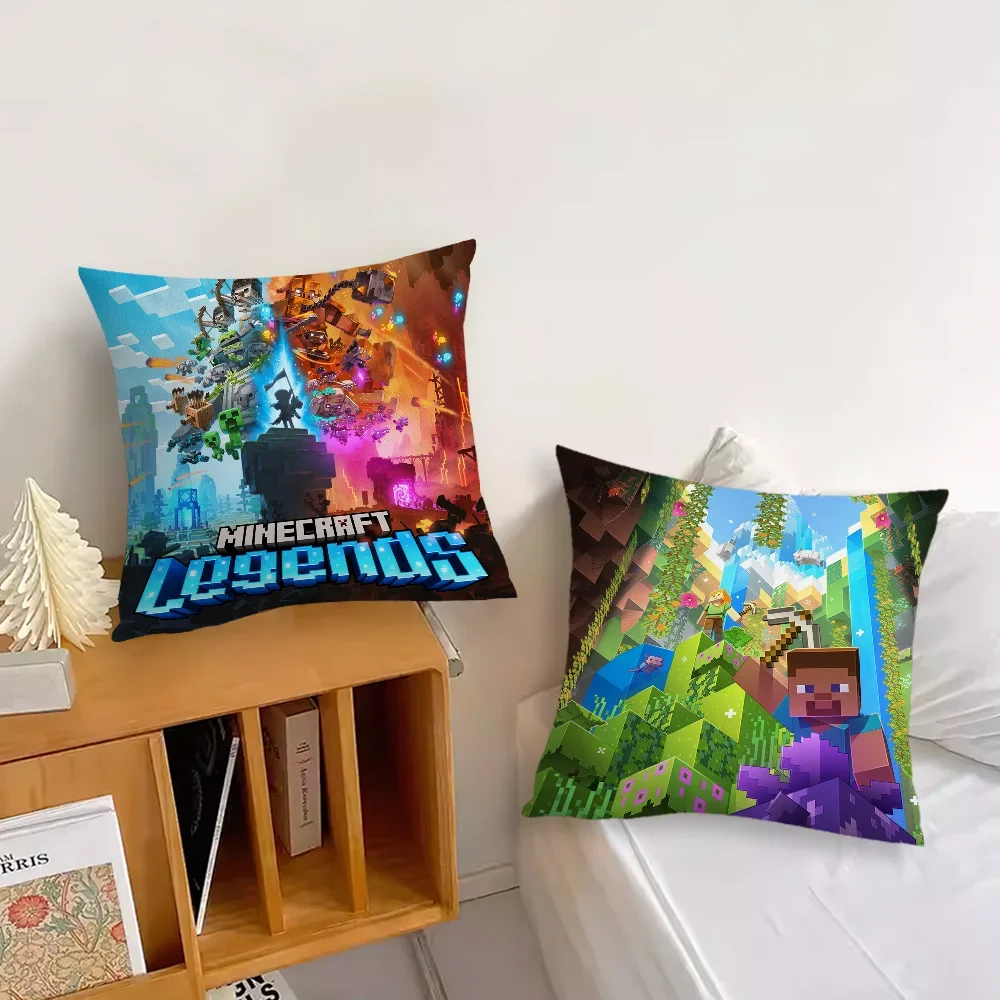 Classic Game Sofa Living Room Bedroom Headboard Backrest Cushion Square Cushion Nap Time M-Mine Block C-Crafts Pillow Case