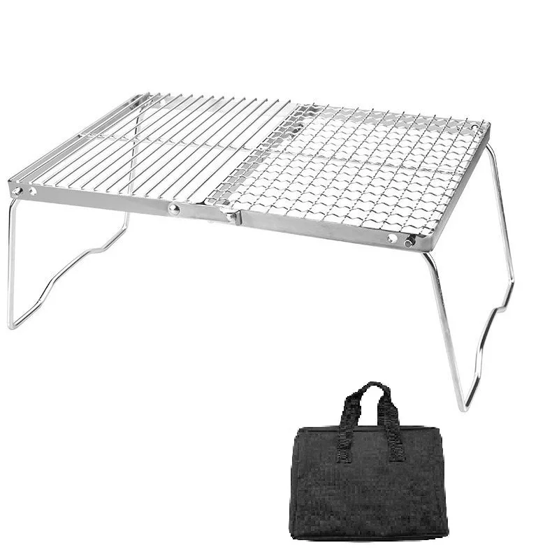 

Portable Outdoor Camping Grill Stand, Thick Stainless Steel Folding Bracket, Stove Accessories, Charcoal Grill, Picnic Supplies