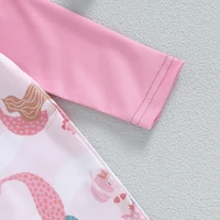 Baby Girl's Bathing Suit Set Sea Shell Print Long Sleeve Rash Guard Swimsuit Wide Brim Sun Hat Infant Toddler Beachwear 5