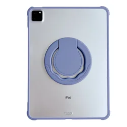 360° Rotating Transparent Matte Shockproof Tablet Case for iPad 12.9 2018 2020 (Purple)