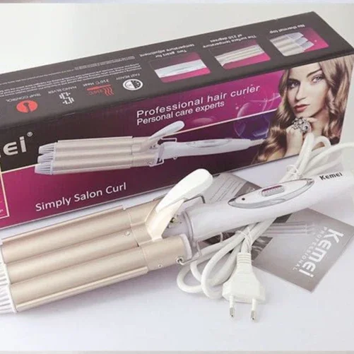 Kemei Electric Hair Curler Waver Styler KM-1010 Hair Curling Iron 2 In 1 Straightener