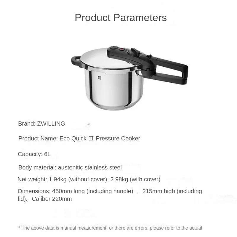 ZWILLING EcoQuick II 6L Stainless Steel Pressure Cooker with