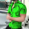 Men's Geometric Lines Solid Color Printed Shirt Short Sleeve Button Comfortable Men's Shirt Hawaii Business Leisure Vacation Top 6