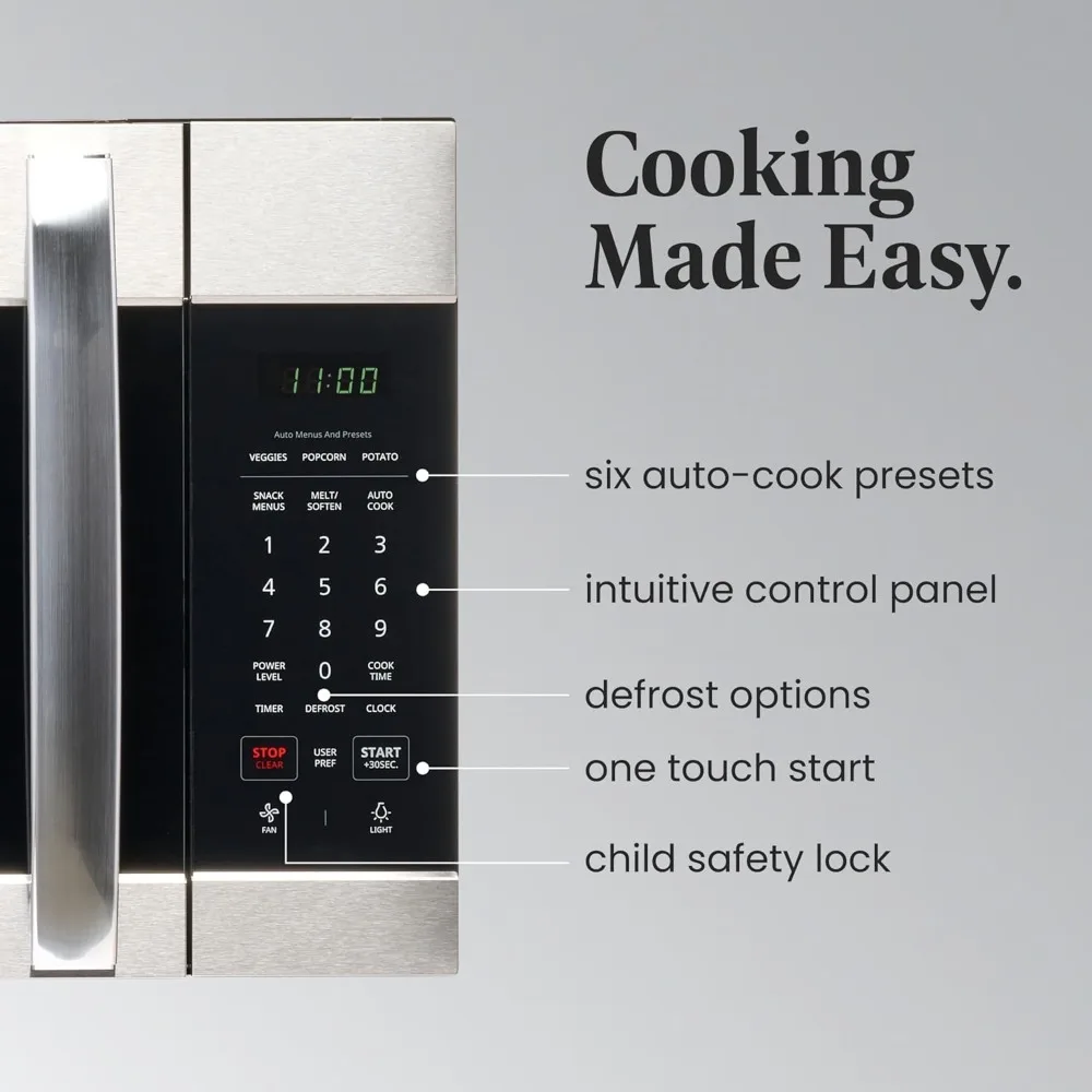 Over-the-Range Microwave Oven, 1.7 Cu. Ft. - 1000W - Auto Reheat, Multi-Stage Cooking, Melt/Soften Feature, Child Safety Lock 3