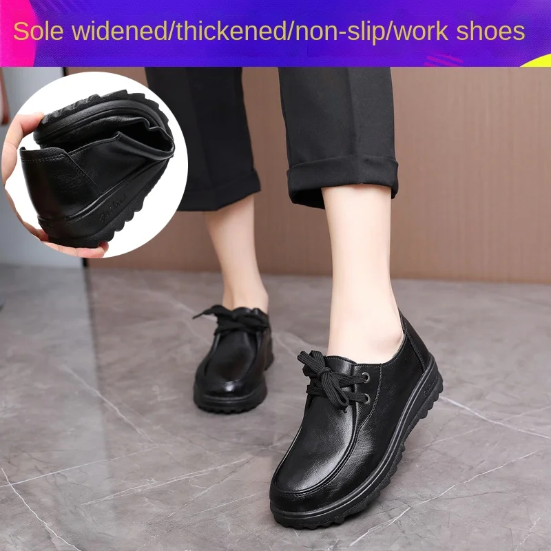 Women's Non-Slip Work Shoes Kitchen Chef Antiskid Shoe Flat Soft Leather Shoes