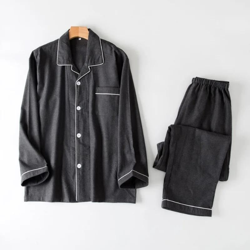 Men Autumn Winter Cotton Pajama Set Long Sleeve Cardigan Pant Pajamas Luxury Brand High-end Loungewear Korean Sleepwear Clothing