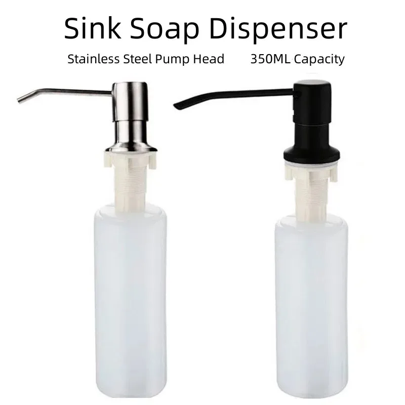 Stainless Steel Sink Soap Dispenser Liquid Soap Bottle Manually Pressing Soap Lotion Dispenser Kitchen Accessories 350ml