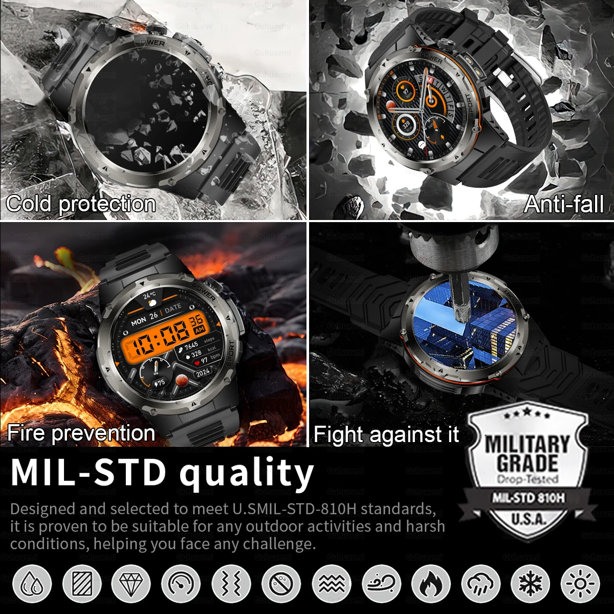 2025New NFC ���� SmartWatch ���� �߿� ��ħ�� ������ ��Ʈ�Ͻ� GPS Ʈ��Ŀ BT ��ȭ ���ܼ� IP68 ��� �ð� ���� 500mAH