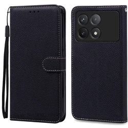 Stylish Silicone Wallet Leather Flip Case - Book Cover s in Vibrant Colors for POCO F6 Pro 5G (Black)