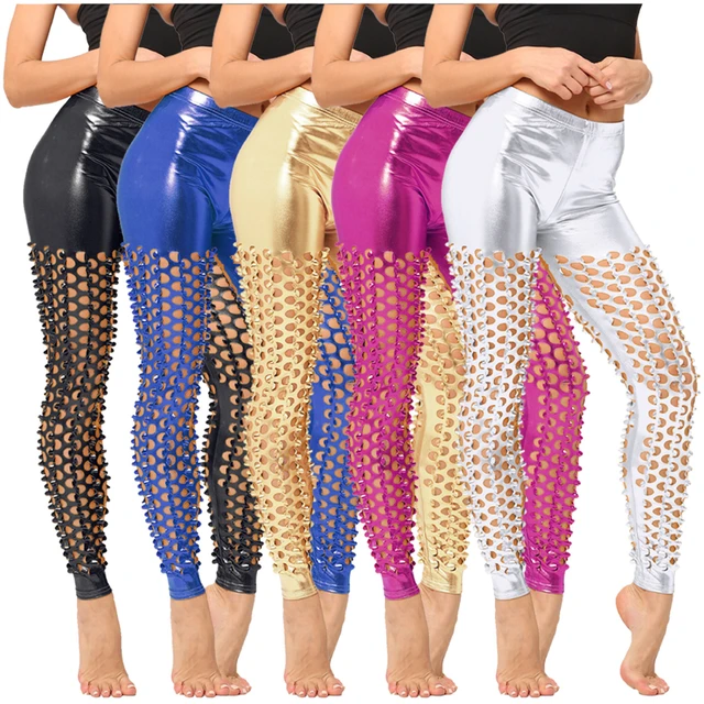 Mulheres Sexy Leggings Senhoras Da Moda Punk Rock Legging Rasgado Escalas  Buraco Falso Couro Calças Stretch Magras Leggins Mujer штаны - AliExpress